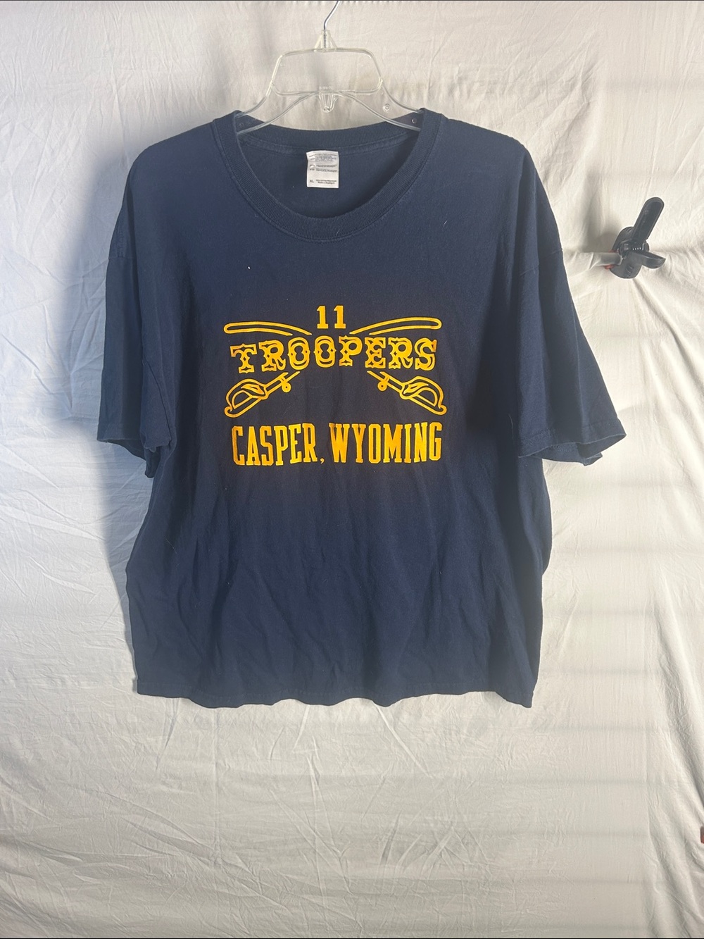 Vintage Casper, Wyoming Troopers Graphic Tee - Navy & Yellow